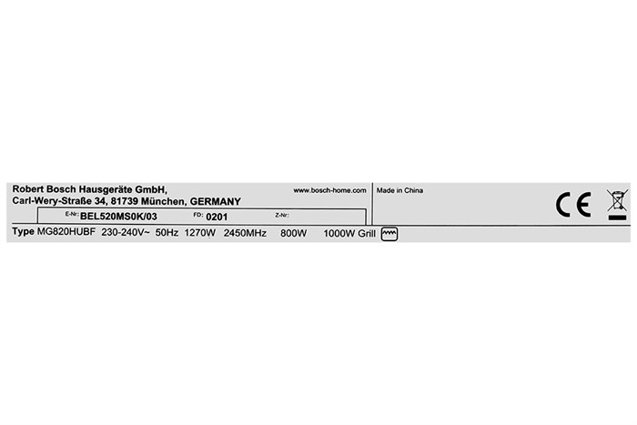Lò vi sóng có nướng lắp âm Bosch BEL520MS0K 20 lít Màu Đen