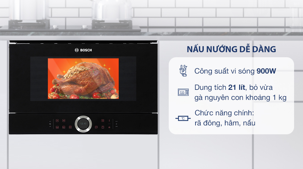 Lò vi sóng âm Bosch BFL634GB1B 21 lít - Dễ dàng nấu nướng