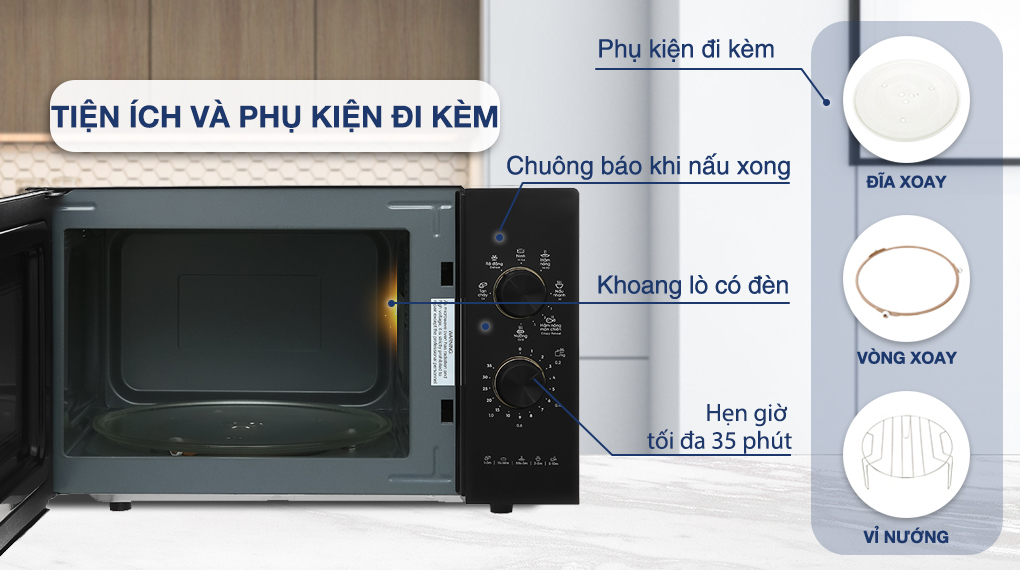 Lò vi sóng có nướng Electrolux EMG23K22B 23 lít - Tiện ích và phụ kiện