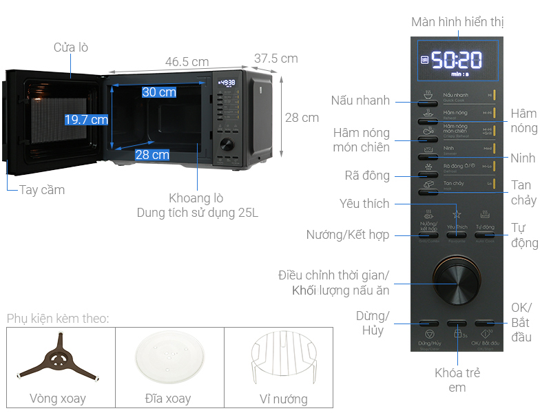 Lò vi sóng có nướng Electrolux EMG25D22BM 25 lít