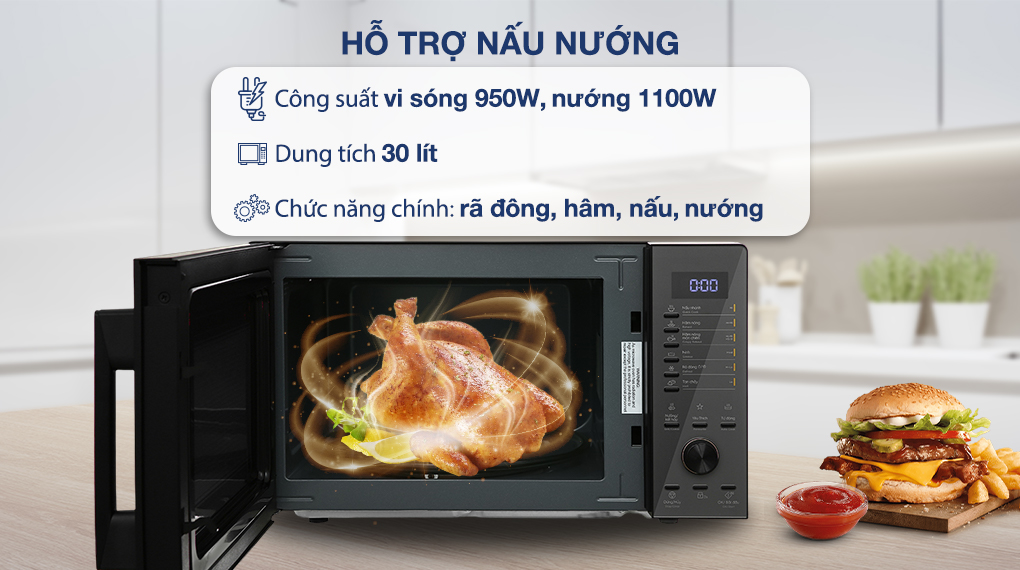 Lò vi sóng có nướng Electrolux EMG30D22BM 30 lít - Hỗ trợ nấu nướng