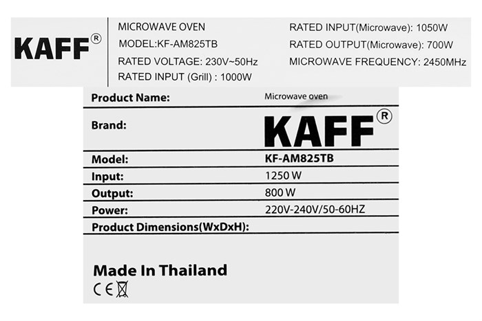 Lò vi sóng có nướng KAFF KF-AM825TB 25 lít Màu Đen