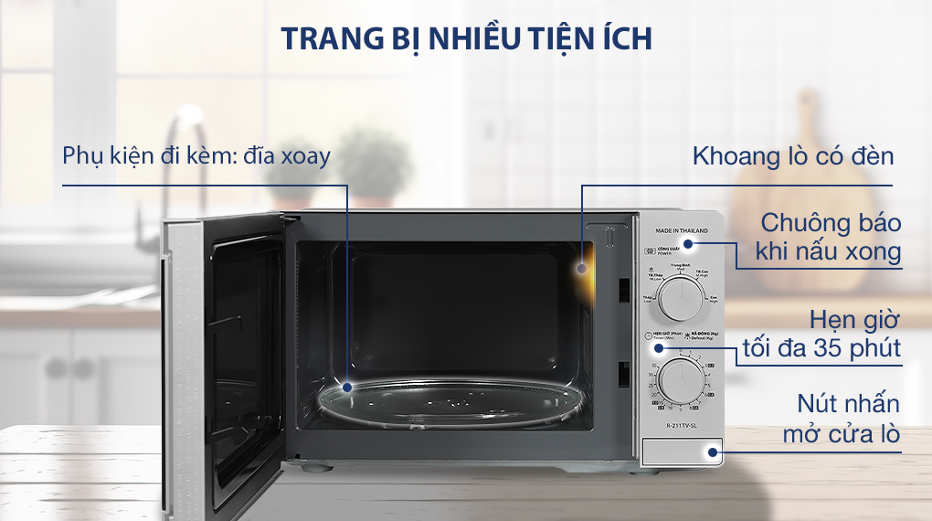 Lò vi sóng Sharp R-211TV-SL 21 lít - Tiện ích