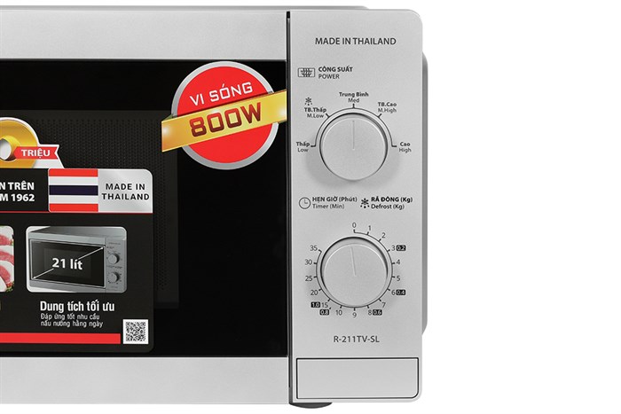 Lò vi sóng Sharp R-211TV-SL 21 lít Màu Bạc
