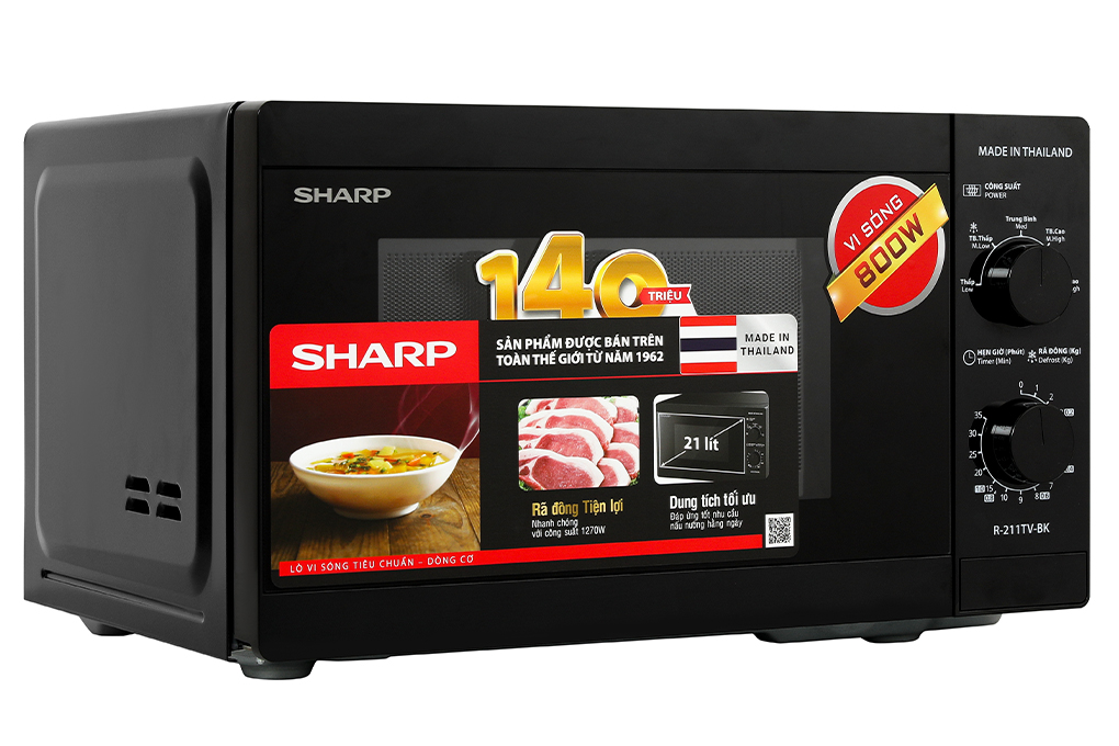 Lò vi sóng Sharp R-211TV-BK 21 lít Màu Đen