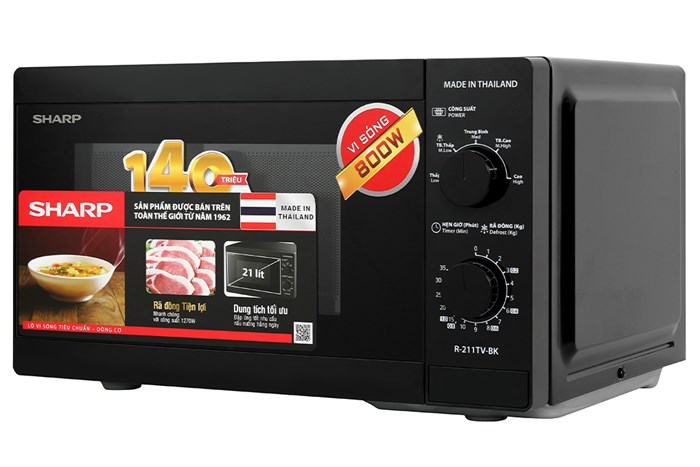 Lò vi sóng Sharp R-211TV-BK 21 lít Màu Đen
