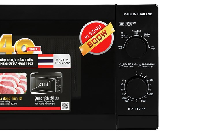 Lò vi sóng Sharp R-211TV-BK 21 lít Màu Đen