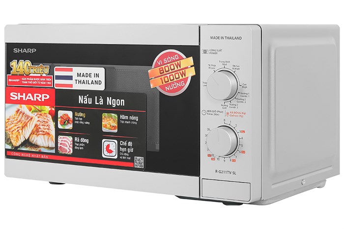 Lò vi sóng có nướng Sharp R-G211TV-SL 21 lít Màu Bạc