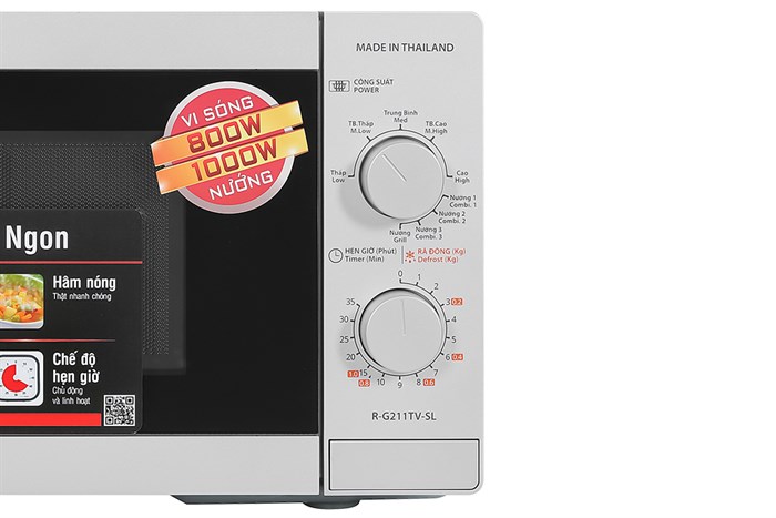 Lò vi sóng có nướng Sharp R-G211TV-SL 21 lít Màu Bạc