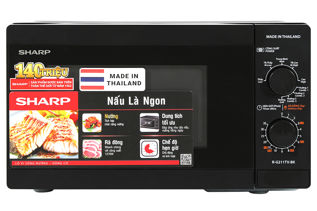 Lò vi sóng có nướng Sharp R-G211TV-BK 21 lít Màu Đen
