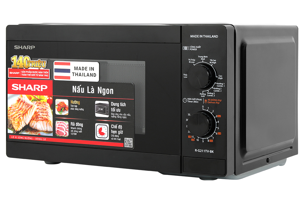 Lò vi sóng có nướng Sharp R-G211TV-BK 21 lít Màu Đen