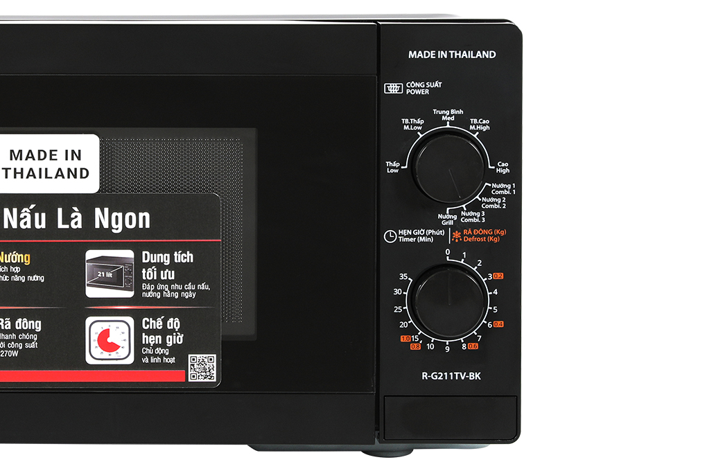 Lò vi sóng có nướng Sharp R-G211TV-BK 21 lít Màu Đen