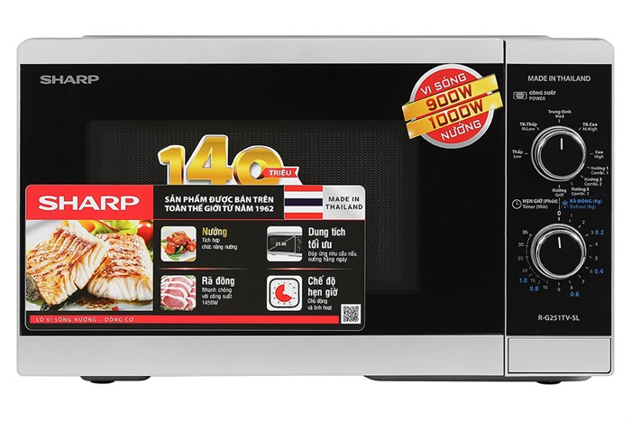 Lò vi sóng có nướng Sharp R-G251TV-SL 25 lít Màu Bạc