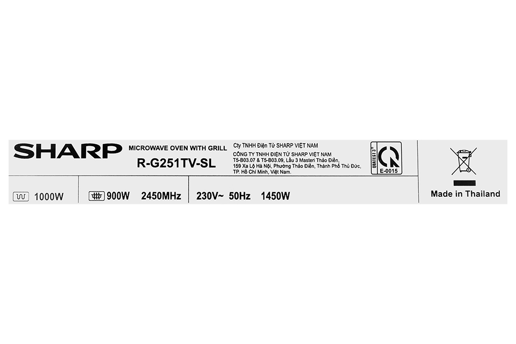 Lò vi sóng có nướng Sharp R-G251TV-SL 25 lít Màu Bạc
