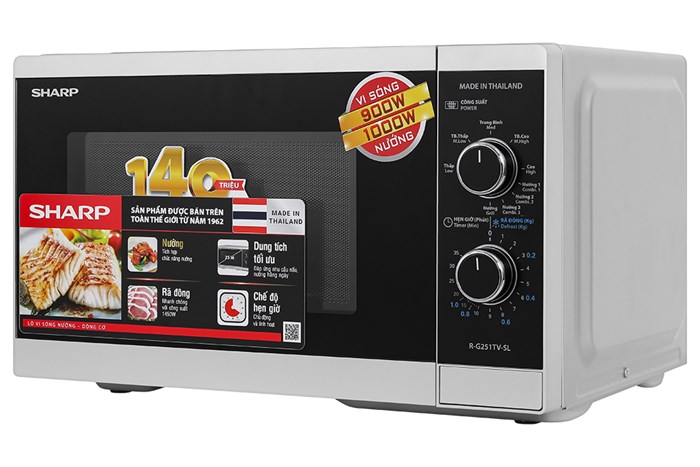 Lò vi sóng có nướng Sharp R-G251TV-SL 25 lít Màu Bạc