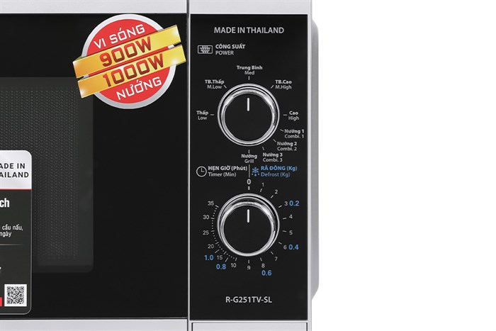 Lò vi sóng có nướng Sharp R-G251TV-SL 25 lít Màu Bạc