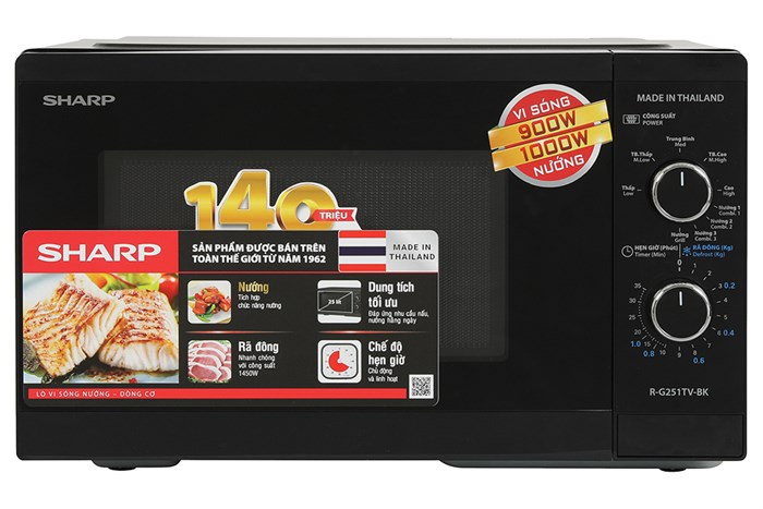 Lò vi sóng có nướng Sharp R-G251TV-BK 25 lít Màu Đen