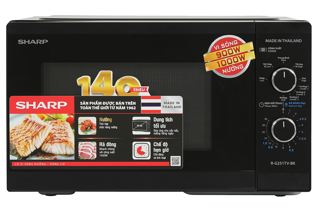 Lò vi sóng có nướng Sharp R-G251TV-BK 25 lít Màu Đen