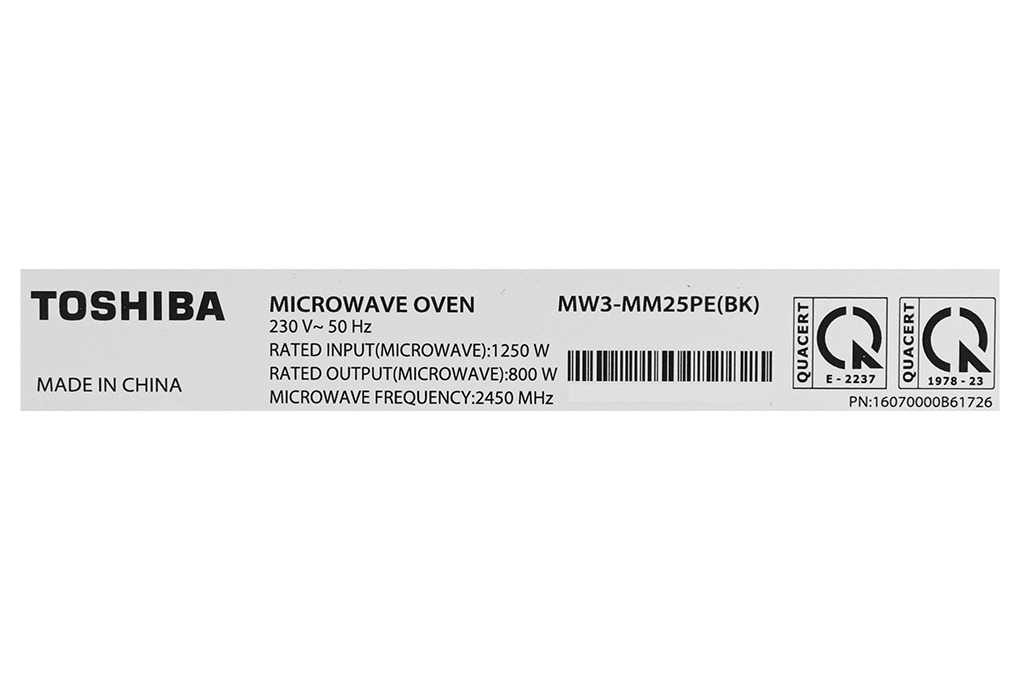 Lò vi sóng Toshiba MW3-MM25PE(BK) 25 lít Màu Đen