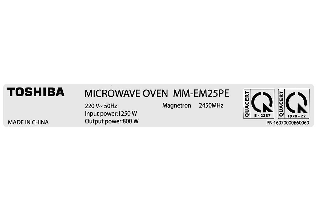 Lò vi sóng Toshiba MM-EM25PE(BM) 25 lít Màu Đen