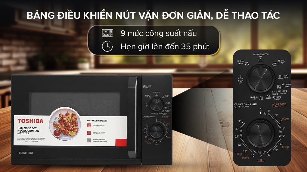 Lò vi sóng có nướng Toshiba MW3-MG25PE(BK) 25 lít