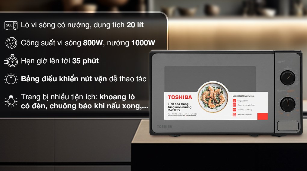 Lò vi sóng có nướng Toshiba MM2-MG20PE(BM)VN 20 lít