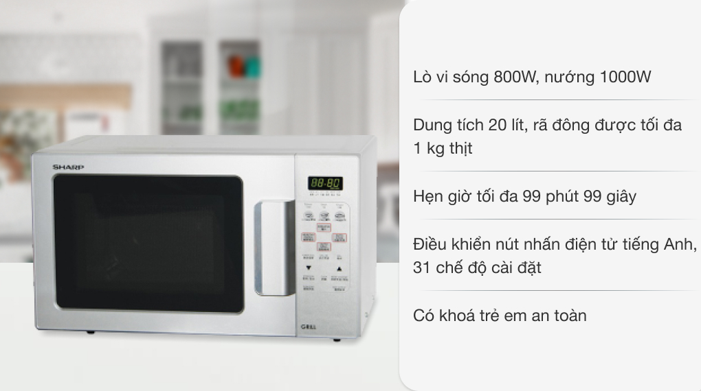Lò vi sóng có nướng Sharp R-678VN(S) 20 lít