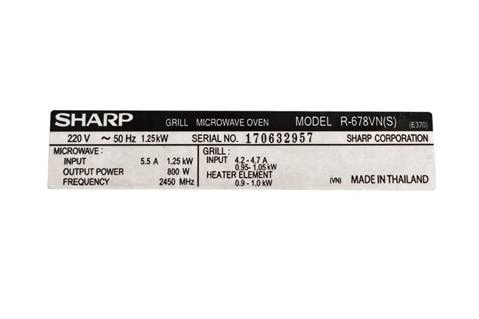 Lò vi sóng có nướng Sharp R-678VN(S) 20 lít Màu Bạc