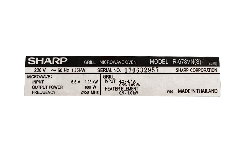 Lò vi sóng có nướng Sharp R-678VN(S) 20 lít - 21