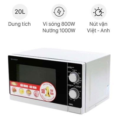 Lò vi sóng có nướng Sharp R-G222VN-S 20 lít