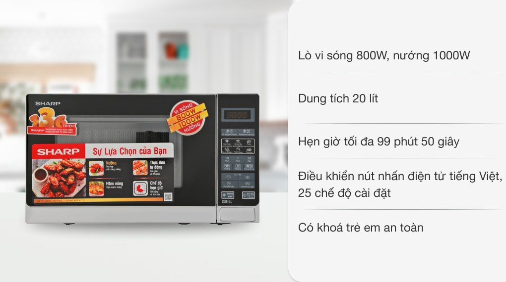Lò vi sóng có nướng Sharp R-G272VN-S 20 lít
