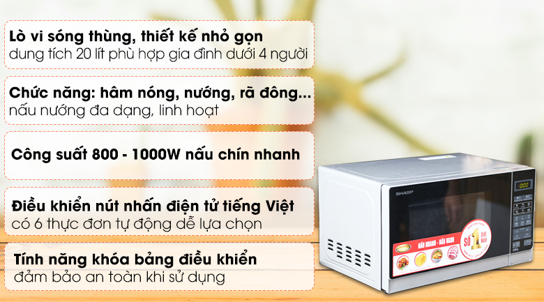 Lò vi sóng có nướng Sharp R-G272VN-S 20 lít - 2