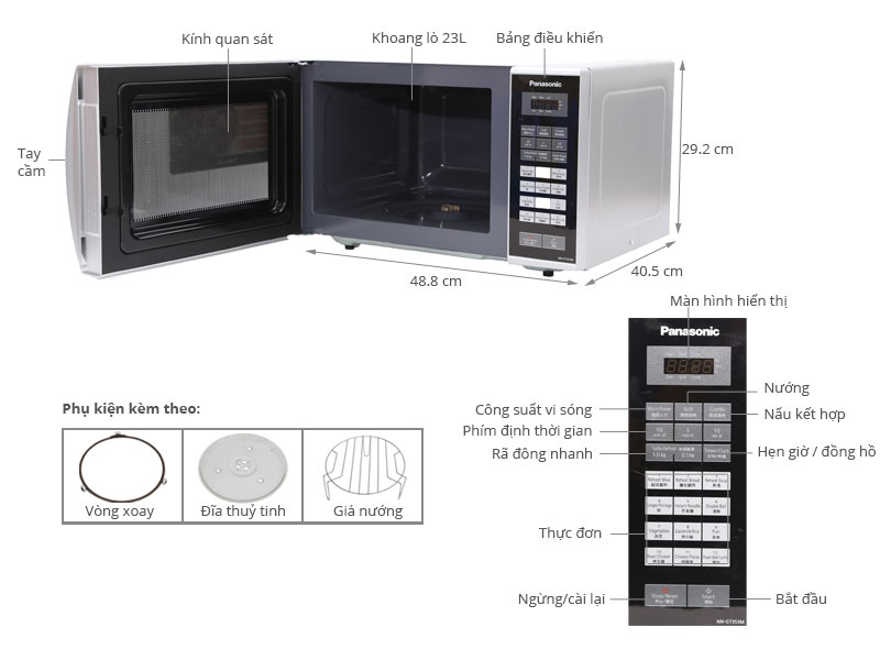 Thông số kỹ thuật Lò vi sóng Panasonic PALM-NN-GT353MYUE 23 lít
