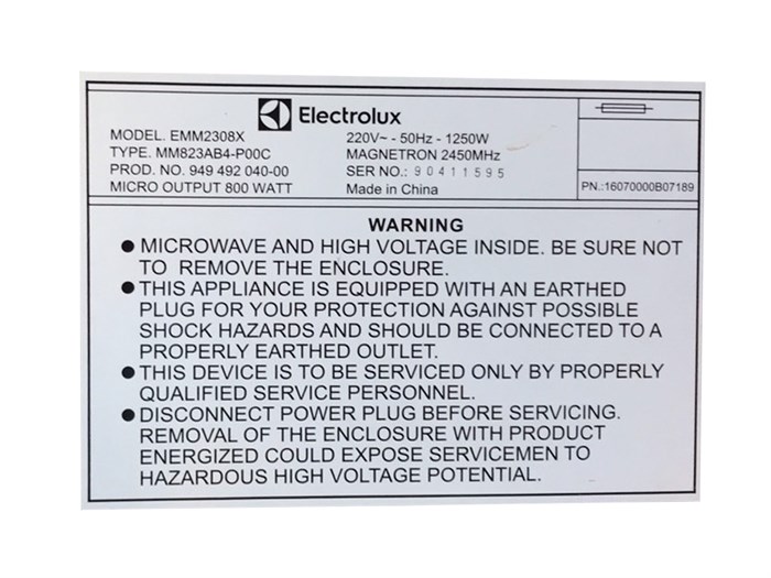 Lò vi sóng Electrolux EMM2308X 23 lít Màu Đen - Xám