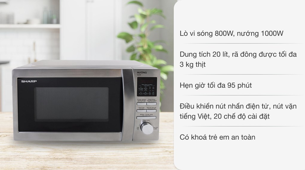Lò vi sóng có nướng Sharp R-G620 VN (ST) 20 lít