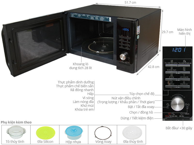 Lò vi sóng Samsung MS28J5255UB/SV 28 lít