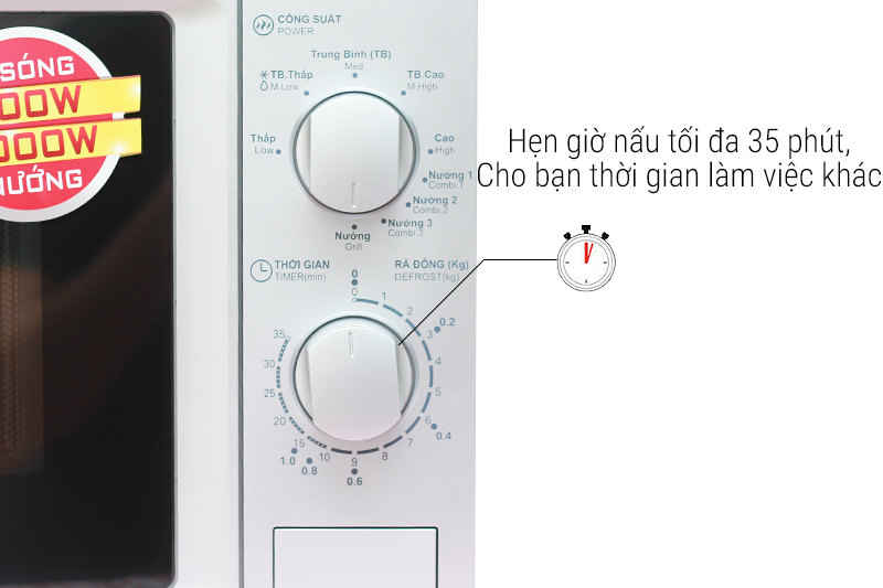 Bảng điều khiển nút vặn dễ dùng - Lò vi sóng Sharp 20 lít R-G226VN-M