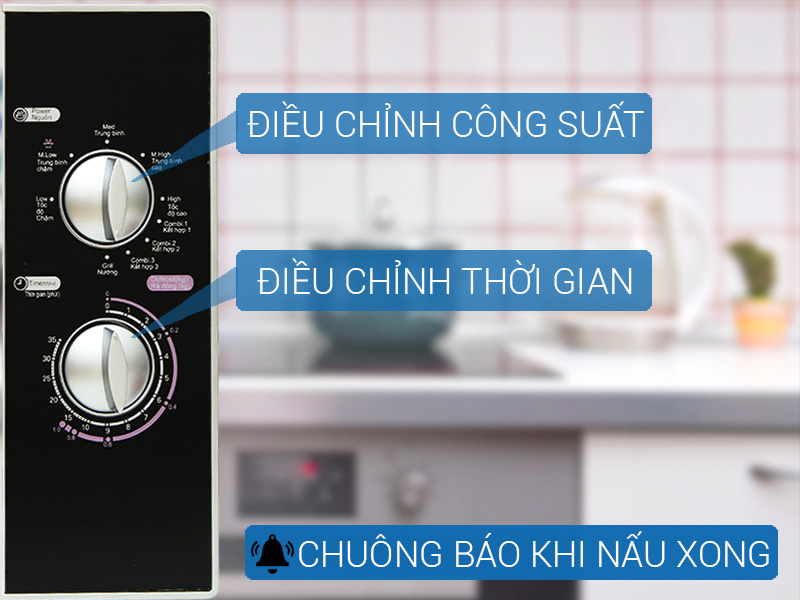 Bảng điều khiển bằng nút xoay dễ dàng thao tác, tiện dùng cho gia đình có người lớn tuổi
