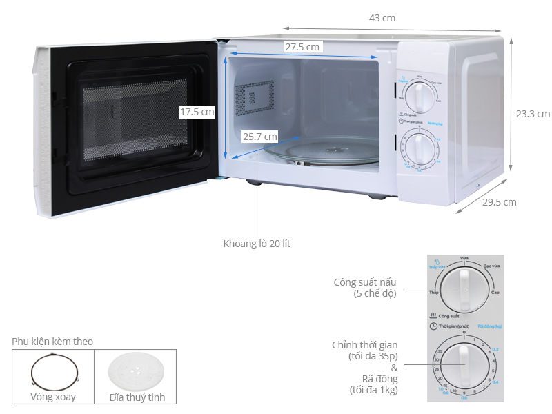 Lò vi sóng Midea MMO-20KE1 20 lít