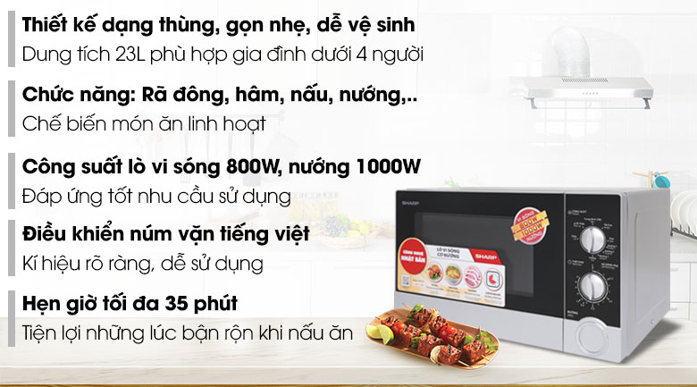 Lò vi sóng có nướng Sharp R-G302VN-S 23 lít - 2