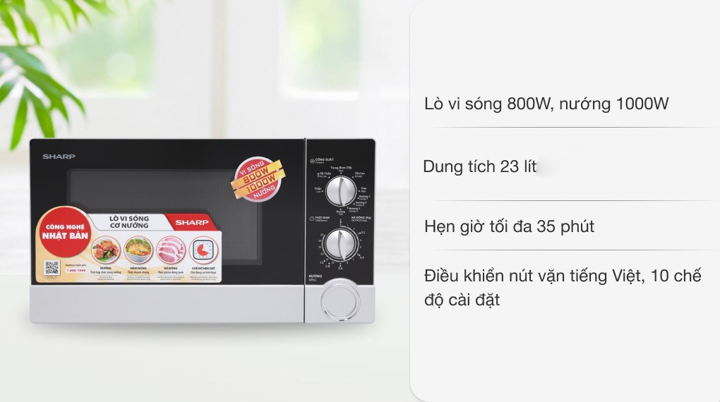 Lò vi sóng có nướng Sharp R-G302VN-S 23 lít
