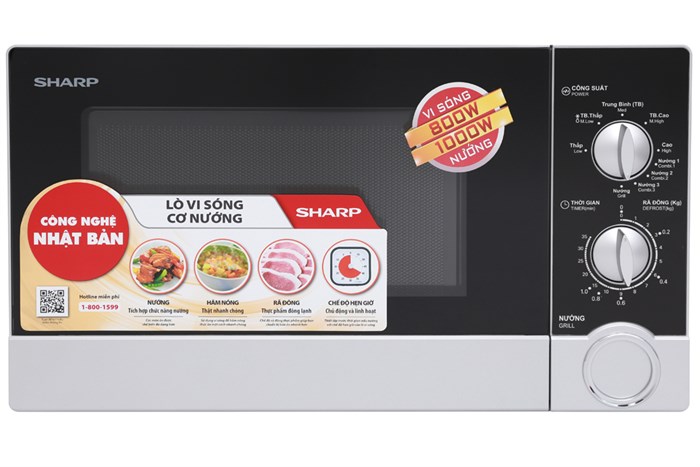 Lò vi sóng có nướng Sharp R-G302VN-S 23 lít Màu Đen