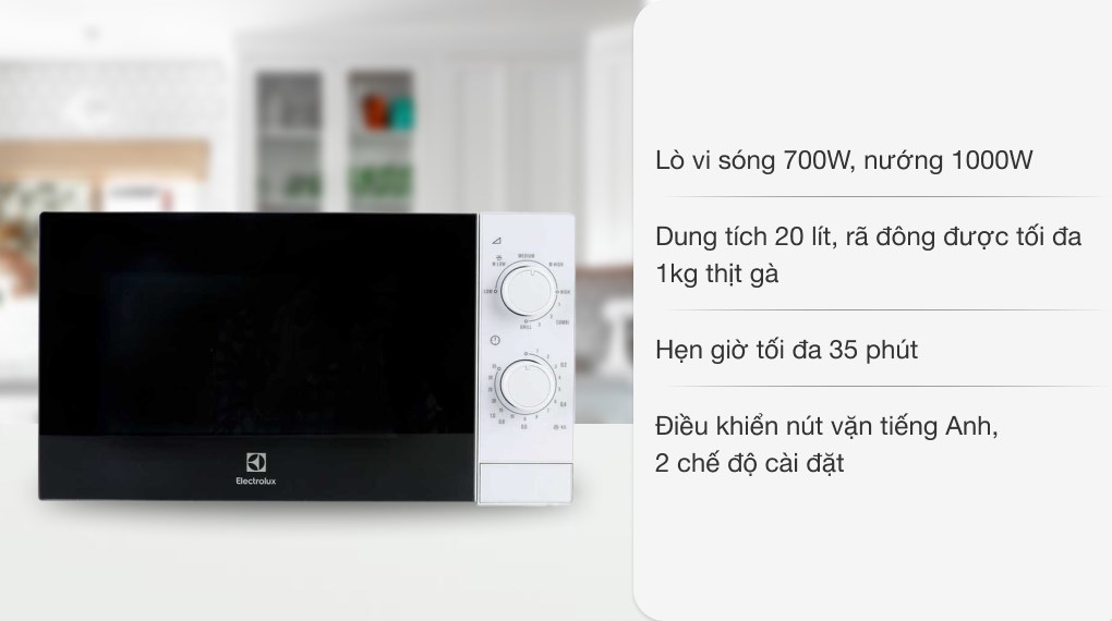 Lò vi sóng có nướng Electrolux EMM2022GW 20 lít