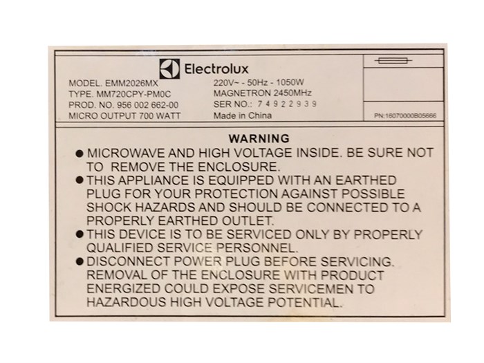 Lò vi sóng Electrolux EMM2026MX 20 lít Màu Xám