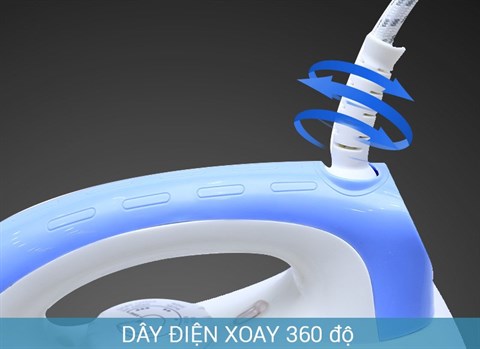 Dây điện dài 180 cm cùng phần đuôi có thể xoay 360 độ trên Bàn ủi khô Tefal FS2525E0