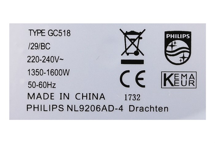 Bàn ủi hơi nước đứng Philips GC518 1600W Màu Trắng - Xanh