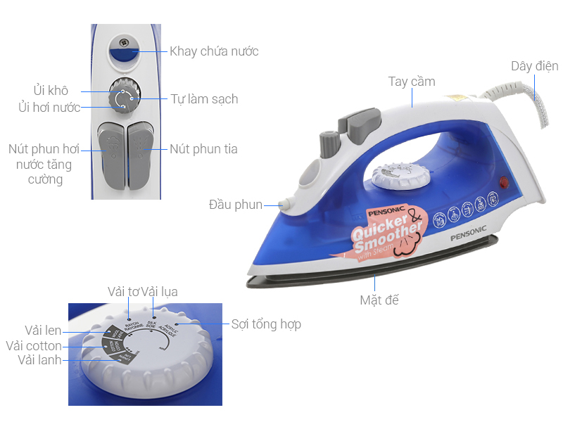 Thông số kỹ thuật Bàn ủi hơi nước Pensonic PSI-1008