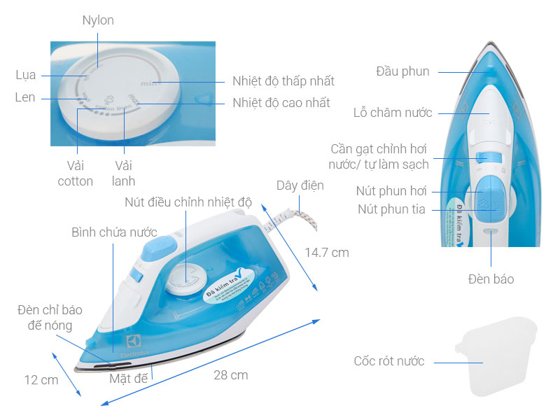 Bàn ủi hơi nước Electrolux ESI4017 1600W