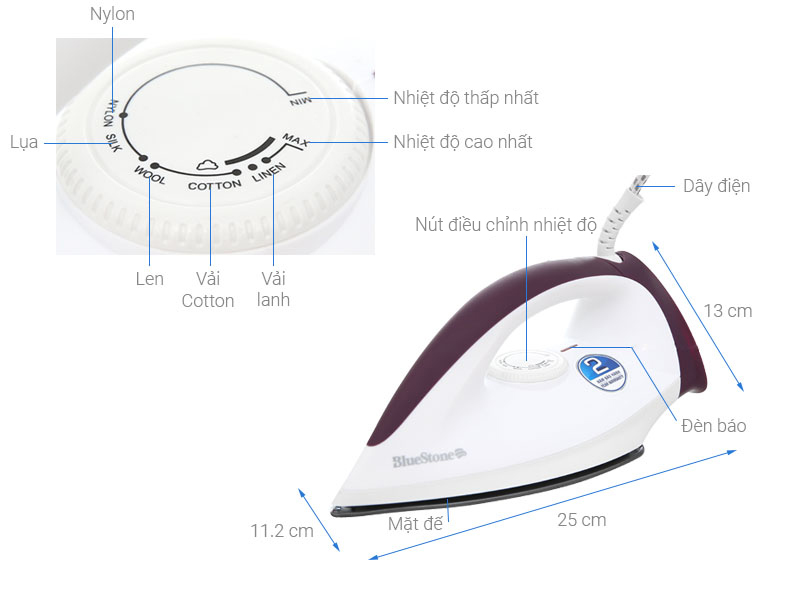 Bàn ủi khô BlueStone DIB-3726 1300W