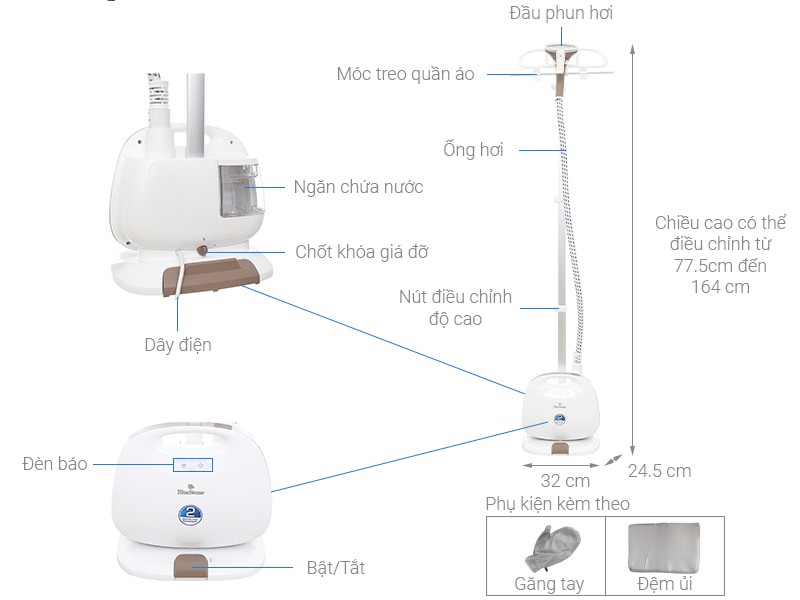 Bàn ủi hơi nước đứng Bluestone GSB-3939